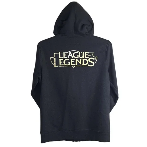 League Of Legends Riot Games Men's Zip Up Hoodie Size M Black With Gold Letters - Picture 8 of 8